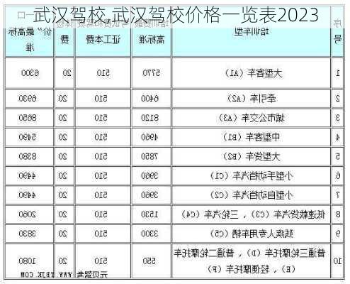 武汉驾校,武汉驾校价格一览表2023