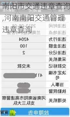 南阳市交通违章查询,河南南阳交通管理违章查询