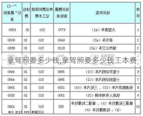 拿驾照要多少钱,拿驾照要多少钱工本费